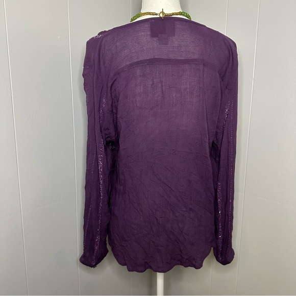 Chloe Oliver Purple Beaded Long Sleeve Blouse Size S - Picture 7 of 8